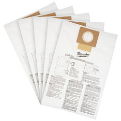 Milwaukee Tool Fleece Dust Bags,5-Ply,1/4" H,PK5 49-90-1979