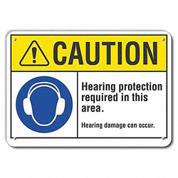 Lyle Rflctv Hearing Caution Sign,10x14in,Alum LCU3-0055-RA_14x10