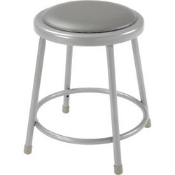 Interion 18""H Steel Work Stool with Vinyl Seat - Backless - Gray - Pack of 2