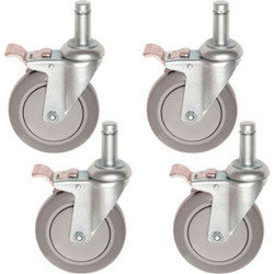 Stem Casters Set of (4) 5 Inch Polyurethane Wheels All 4 with Brakes 1200 Lb. Ca