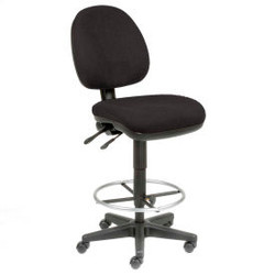 Interion Office Stool - Fabric - 360 degrees Footrest - Black