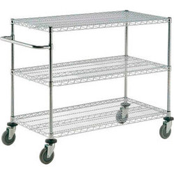 Nexel Chrome ESD Adjustable Shelf Cart w/3 Shelves & Poly Casters 54""L x 24""W