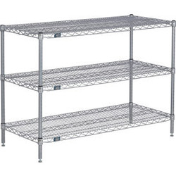 Nexel 3 Shelf Nexelate Silver Epoxy Wire Shelving Unit Starter 36""W x 14""D x 3