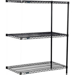 Nexel 3 Shelf Black Epoxy Wire Shelving Unit Add On 72""W x 14""D x 34""H