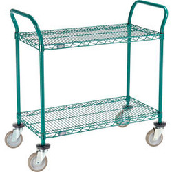 Nexel Utility Cart 2 Shelf Poly-Green 36""L x 18""W x 39""H Polyurethane Swivel