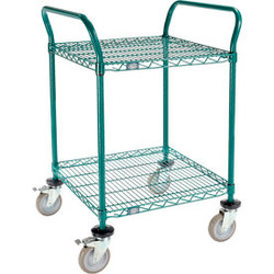 Nexel Utility Cart 2 Shelf Poly-Green 24""L x 24""W x 39""H Polyurethane Brake C