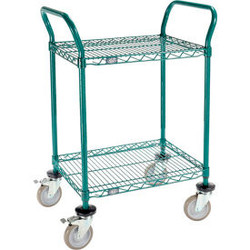 Nexel Utility Cart 2 Shelf Poly-Green 24""L x 18""W x 39""H Polyurethane Brake C