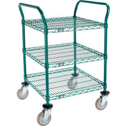 Nexel Utility Cart 3 Shelf Poly-Green 24""L x 24""W x 39""H Polyurethane Swivel