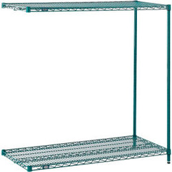 Nexel 2 Shelf Poly-Green Wire Shelving Unit Add On 24""W x 21""D x 34""H