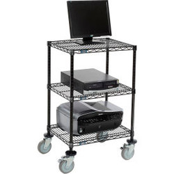 Nexel 3-Shelf Mobile Wire Printer Stand 24""W x 18""D x 39""H Black