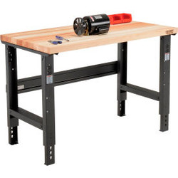 Global Industrial Adjustable Height Workbench 48 x 30"" Maple Square Edge Black