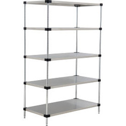 Nexel 5 Shelf Stainless Steel Solid Shelving Unit Starter 36""W x 24""D x 63""H
