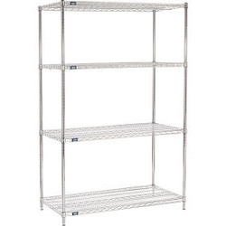 Nexel 4 Shelf Chrome ESD Wire Shelving Unit Starter 54""W x 18""D x 54""H