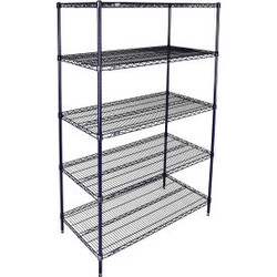 Nexel 5 Shelf Nexelon Blue Wire Shelving Unit Starter 42""W x 24""D x 86""H