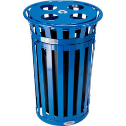 Global Industrial Outdoor Recycling Can W/Access Door & Multi-Stream Lid 36 Gal.