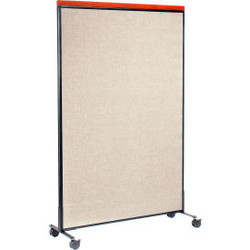 Interion Mobile Deluxe Office Partition Panel 48-1/4""W x 100-1/2""H Tan