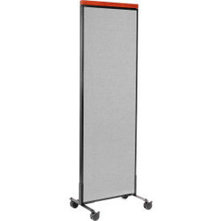 Interion Mobile Deluxe Office Partition Panel 24-1/4""W x 100-1/2""H Gray