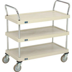 Nexel Plastic Utility Cart w/3 Shelves & Poly Casters 900 lb. Cap 36""L x 18""W