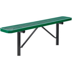 Global Industrial 6' Outdoor Steel Flat Bench Expanded Metal In Ground Mount Gre