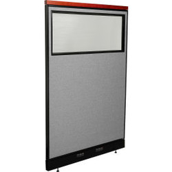 Interion Deluxe Electric Office Partition Panel with Partial Window 48-1/4""W x