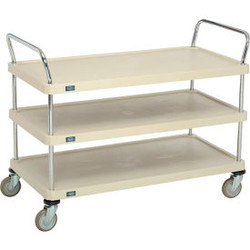 Nexel Plastic Utility Cart w/3 Shelves & Poly Casters 900 lb. Cap 48""L x 24""W