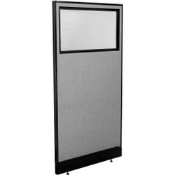Interion Office Partition Panel with Partial Window & Pass-Thru Cable 36-1/4""W