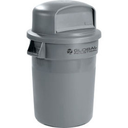 Global Industrial Plastic Trash Can with Dome Lid - 32 Gallon Gray