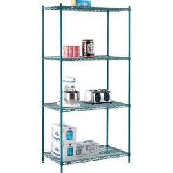 Nexel 4 Shelf Poly-Green Wire Shelving Unit Starter 42""W x 21""D x 86""H