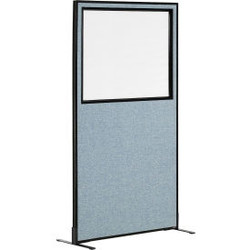 Interion Freestanding Office Partition Panel with Partial Window 36-1/4""W x 96"