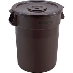 Global Industrial Plastic Trash Can with Lid - 32 Gallon Brown