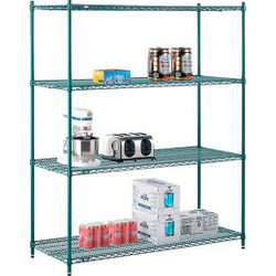 Nexel 4 Shelf Poly-Green Wire Shelving Unit Starter 60""W x 21""D x 74""H