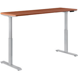 Interion Electric Height Adjustable Desk 72""W x 30""D Cherry W/ Gray Base