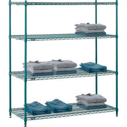 Nexel 4 Shelf Poly-Green Wire Shelving Unit Starter 54""W x 21""D x 54""H