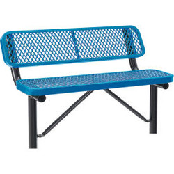 Global Industrial 4' Outdoor Steel Bench w/ Backrest Expanded Metal In Ground Mo