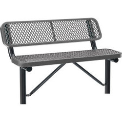 Global Industrial 4' Outdoor Steel Bench w/ Backrest Expanded Metal In Ground Mo