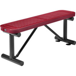 Global Industrial 4' Outdoor Steel Flat Bench Perforated Metal Red