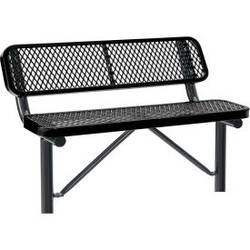 Global Industrial 4' Outdoor Steel Bench w/ Backrest Expanded Metal In Ground Mo