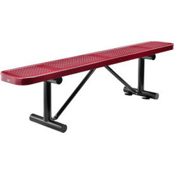 Global Industrial 6' Outdoor Steel Flat Bench Perforated Metal Red