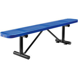 Global Industrial 6' Outdoor Steel Flat Bench Perforated Metal Blue