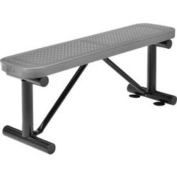 Global Industrial 4' Outdoor Steel Flat Bench Perforated Metal Gray