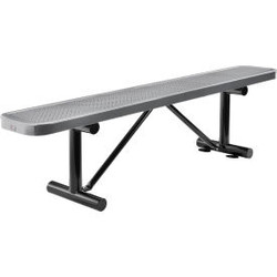 Global Industrial 6' Outdoor Steel Flat Bench Perforated Metal Gray
