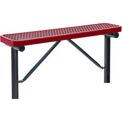 Global Industrial 4' Outdoor Steel Flat Bench Expanded Metal In Ground Mount Red