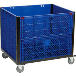Global Industrial Easy Assembly Solid Wall Container - Drop Gate/Casters 39-1/4x