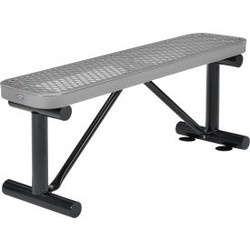 Global Industrial 4' Outdoor Steel Flat Bench Expanded Metal Gray