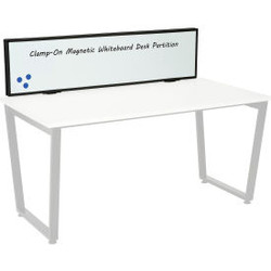 Interion Universal Clamp-On Desk Partition - Magnetic Whiteboard