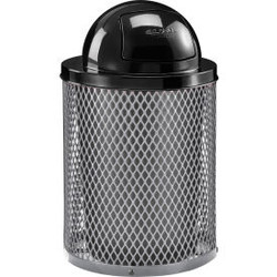 Global Industrial Outdoor Diamond Steel Trash Can With Dome Lid 36 Gallon Gray