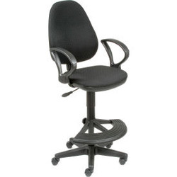 Interion Ergo Work Stool - Fabric - 180 degrees Footrest - Black