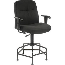 Interion Big & Tall Stool with Adjustable Arms Fabric Black