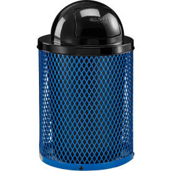 Global Industrial Outdoor Steel Diamond Trash Can With Dome Lid 36 Gallon Blue