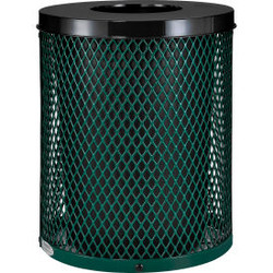 Global Industrial Outdoor Diamond Steel Trash Can With Flat Lid 36 Gallon Green